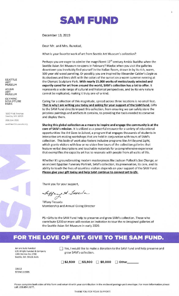 SAM Fund VIP mailing preview